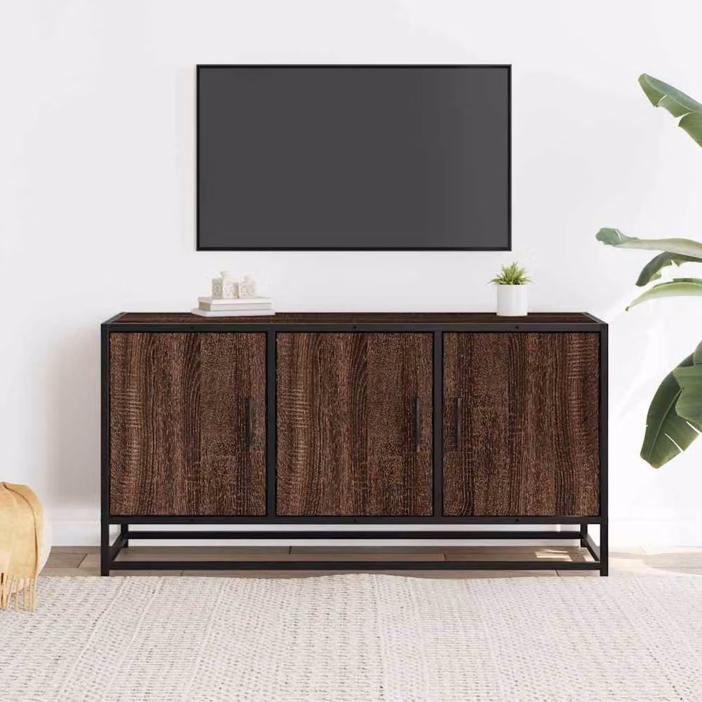 Berkfield Home Industrial TV Cabinet in Brown Oak, W/D/H: 100 x 35 x 50 cm – 3