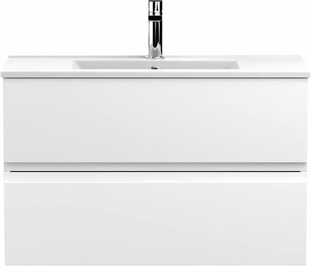 Balterley Mavesyn 2 Drawer Wall Hung Vanity Basin Unit, Satin White, Width: 80 cm
