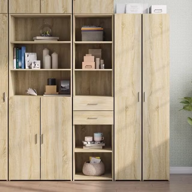 Berkfield Home Sonoma Oak Highboard in Brown, W/D/H: 45 x 42.5 x 185 cm