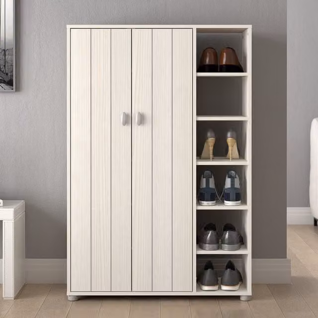 GFW Bideford Tall Shoe Cabinet in White