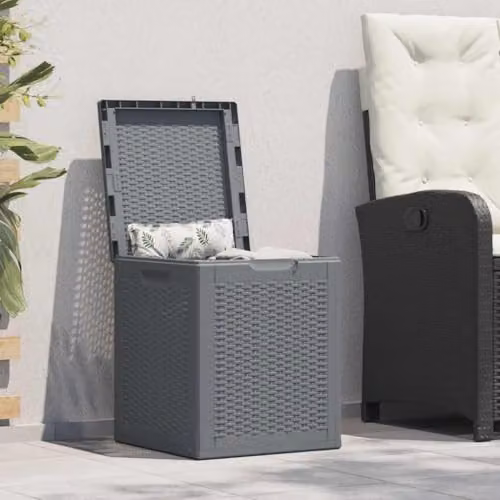 vidaXL Grey Rattan Garden Storage Box – 2