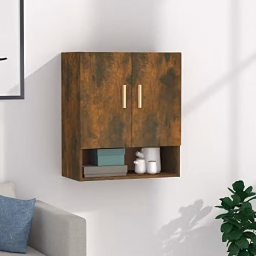 vidaXL Wall Mounted Scandinavian Design Cabinet in Brown Oak, W/D/H: 60 x 31 x 70 cm – 2