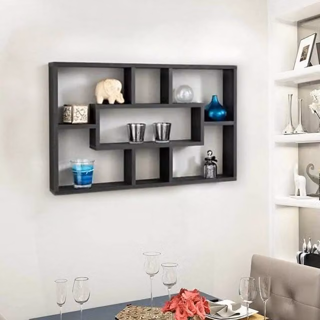 VOGREX Black Matt Floating Shelves, Wall Mounted MDF Display Shelving – 1