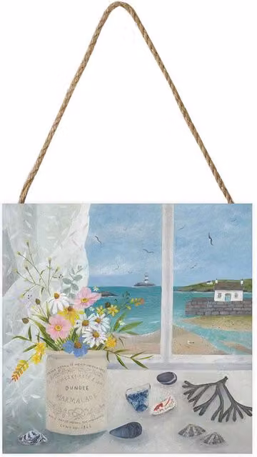 Julia Crossland Beach Treasures Multicolour Wooden Square Tabletop Block