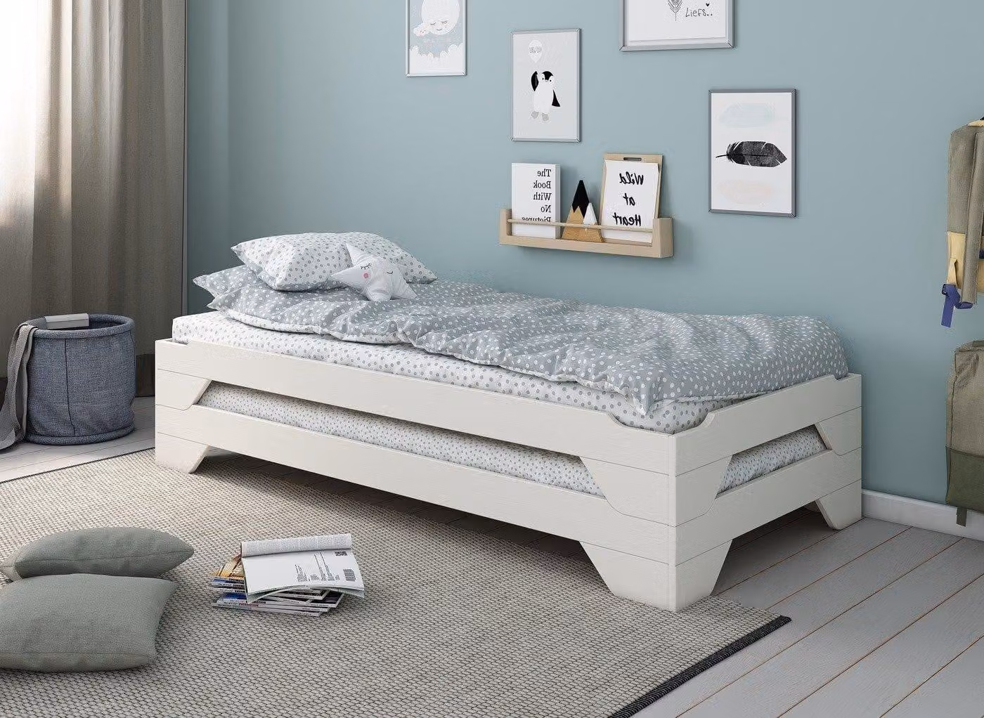 Dreams Kyle Single Stacker Bunk Bed in White Lacquered Pine, W/D/H: 160 x 190 cm