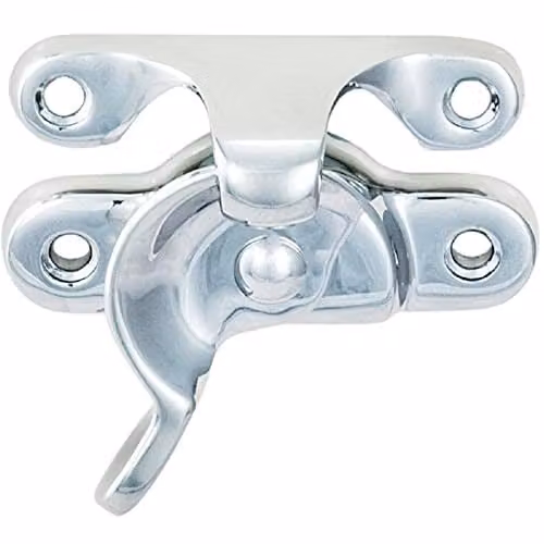 Loops Fitch Pattern Sash Window Fastener in Polished Chrome with 49mm Fixing Centres