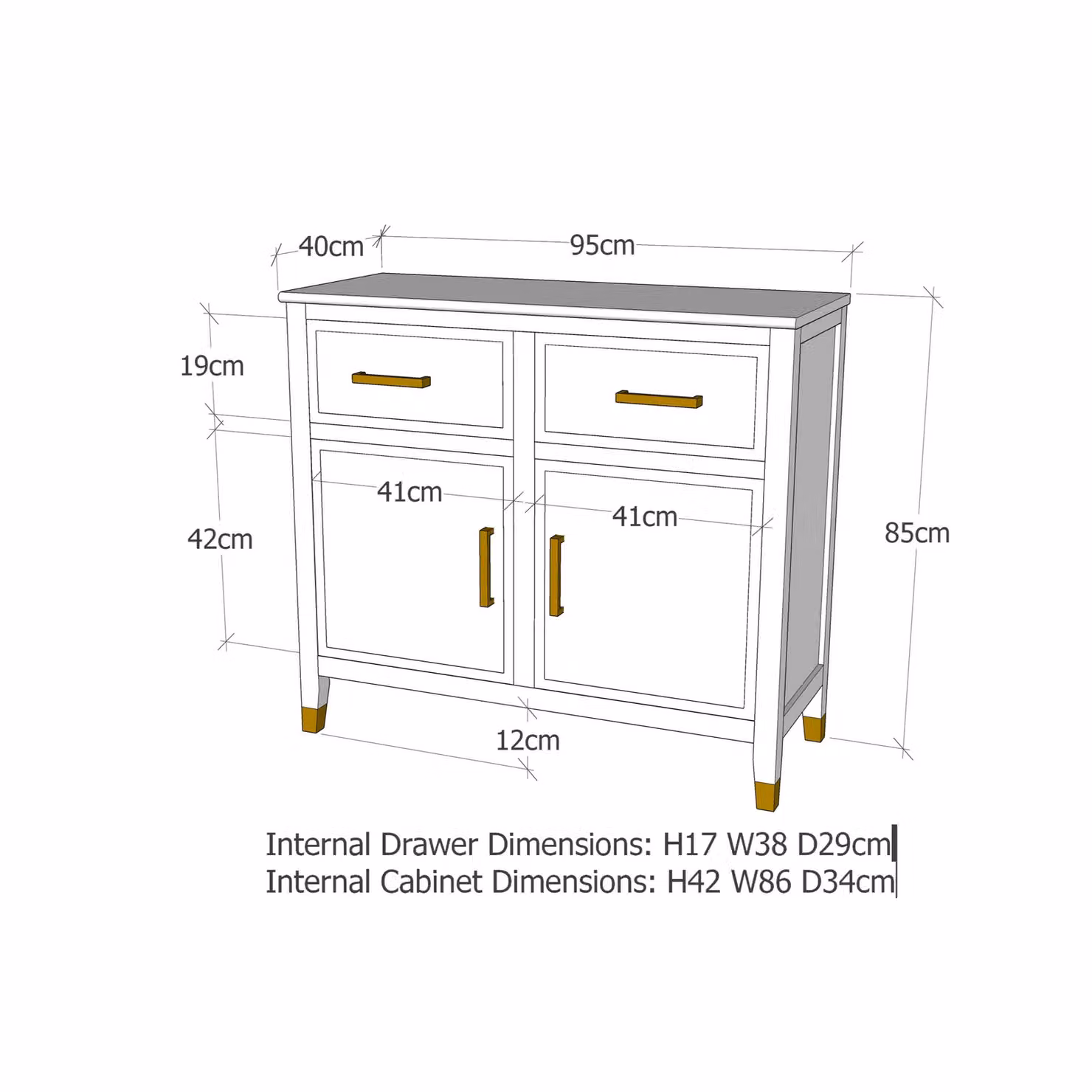 Cabinet Bits Palazzi Navy Blue 2 Door 2 Drawer Modern Sideboard – 3