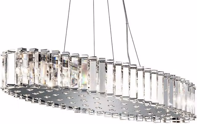 Netlighting Crystal Skye 12 Light Island Bar Crystal Pendant in Chrome and Clear