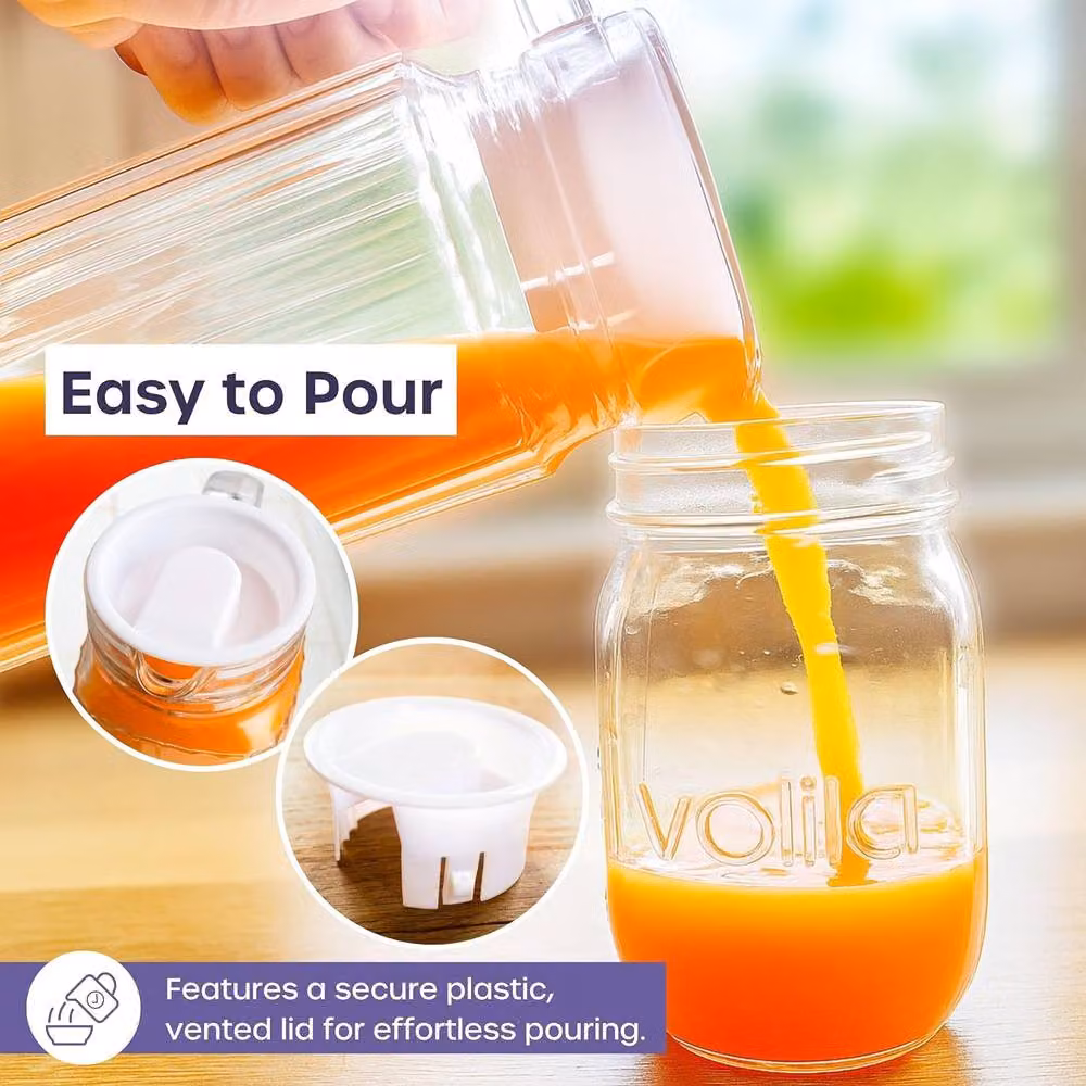 Volila 2 Pack Clear Glass Juice Jugs with Lid, 1.7 l each – 4