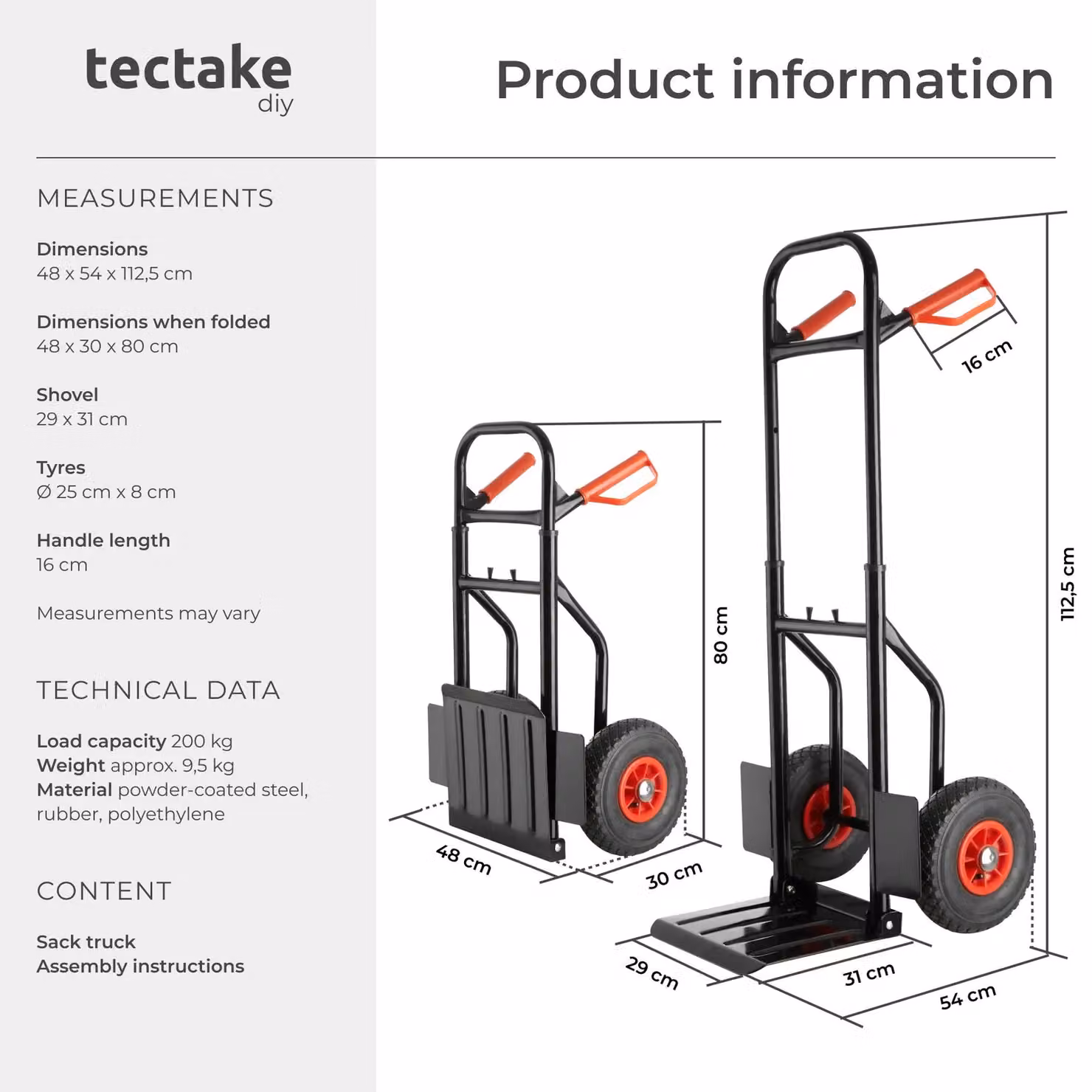 tectake Sack Barrow in Black with 200kg Capacity – 6