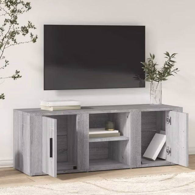 Berkfield Home Modern Grey Sonoma TV Cabinet in Engineered Wood W/D/H: 100 x 31.5 x 35 cm – 1