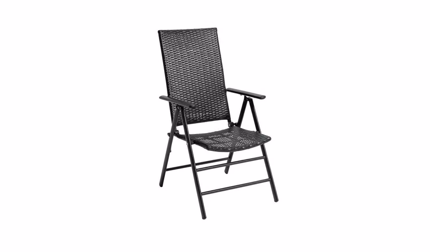 Hereford Pair of Black Polyrattan Outdoor Chairs with Armrests and Textilene Seating
