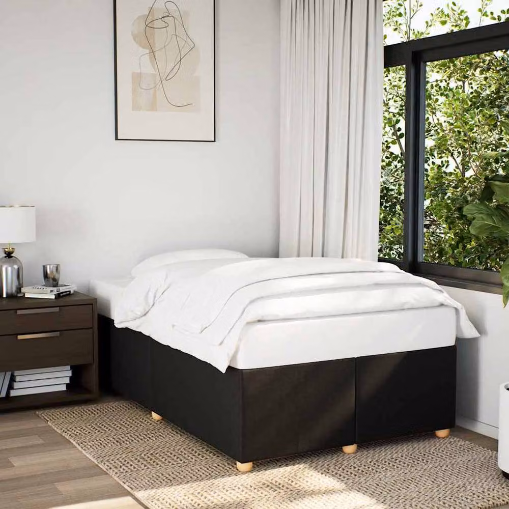 Berkfield Home Soft Fabric Bed Frame in Black, Double (W/D/H: 140 x 200 cm) – 2