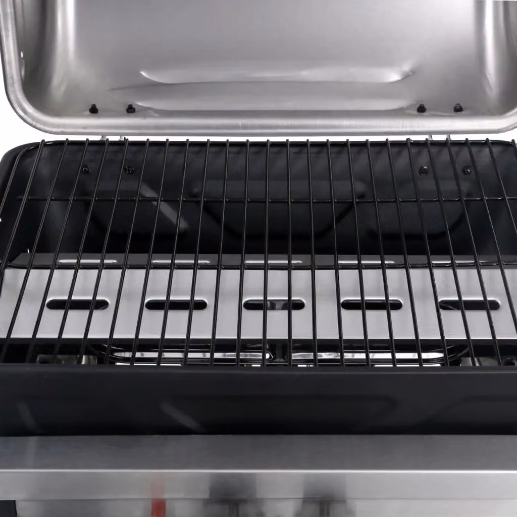 Berkfield Home Gas BBQ Grill with 3-layer Side Table in Black and Silver – 5
