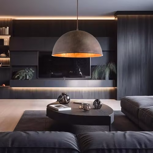 Globo Lighting Xirena Dome Pendant Ceiling Light in Rust and Gold/Brass, W/D/H: 41 x 41 x 41 cm – 4