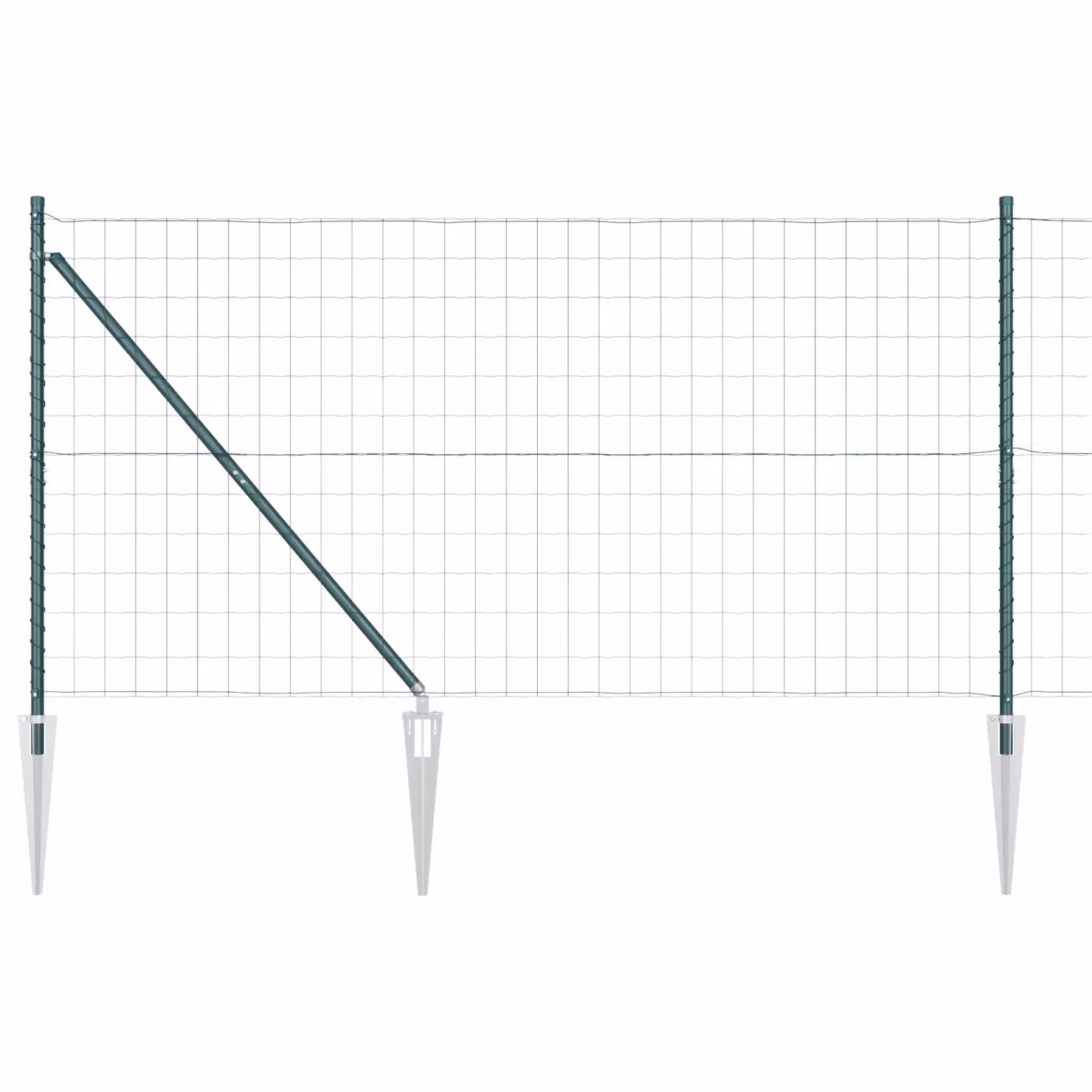 Berkfield Home Euro Fence with 7 Spike Posts, Galvanised Steel, Green and Silver, W: 10 m, H: 1.2 m – 2