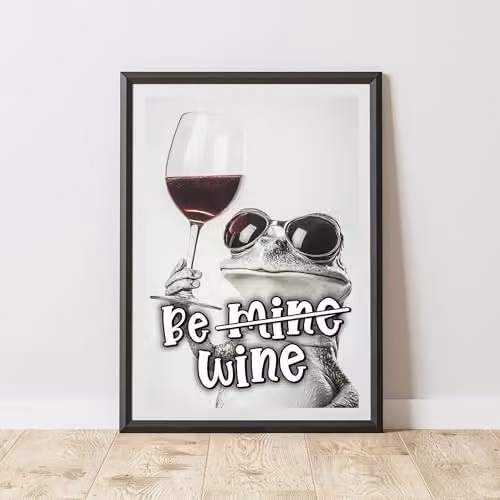60 Second Makeover Funny Frog Be Wine Paper Poster, Black and White, A3