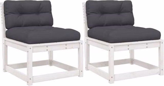 Berkfield Home 2-Seater Outdoor Garden Sofa Set with Cushions in White Solid Pine Wood