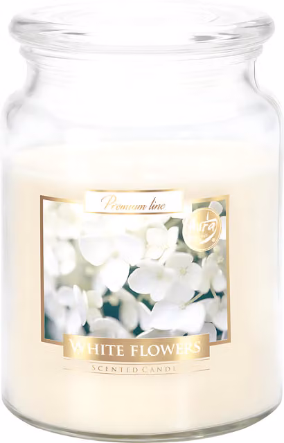 SolaDirect White Flowers Scented Candle in Glass Jar, 18oz, Floral Fragrance with 100 Hour Burn Time