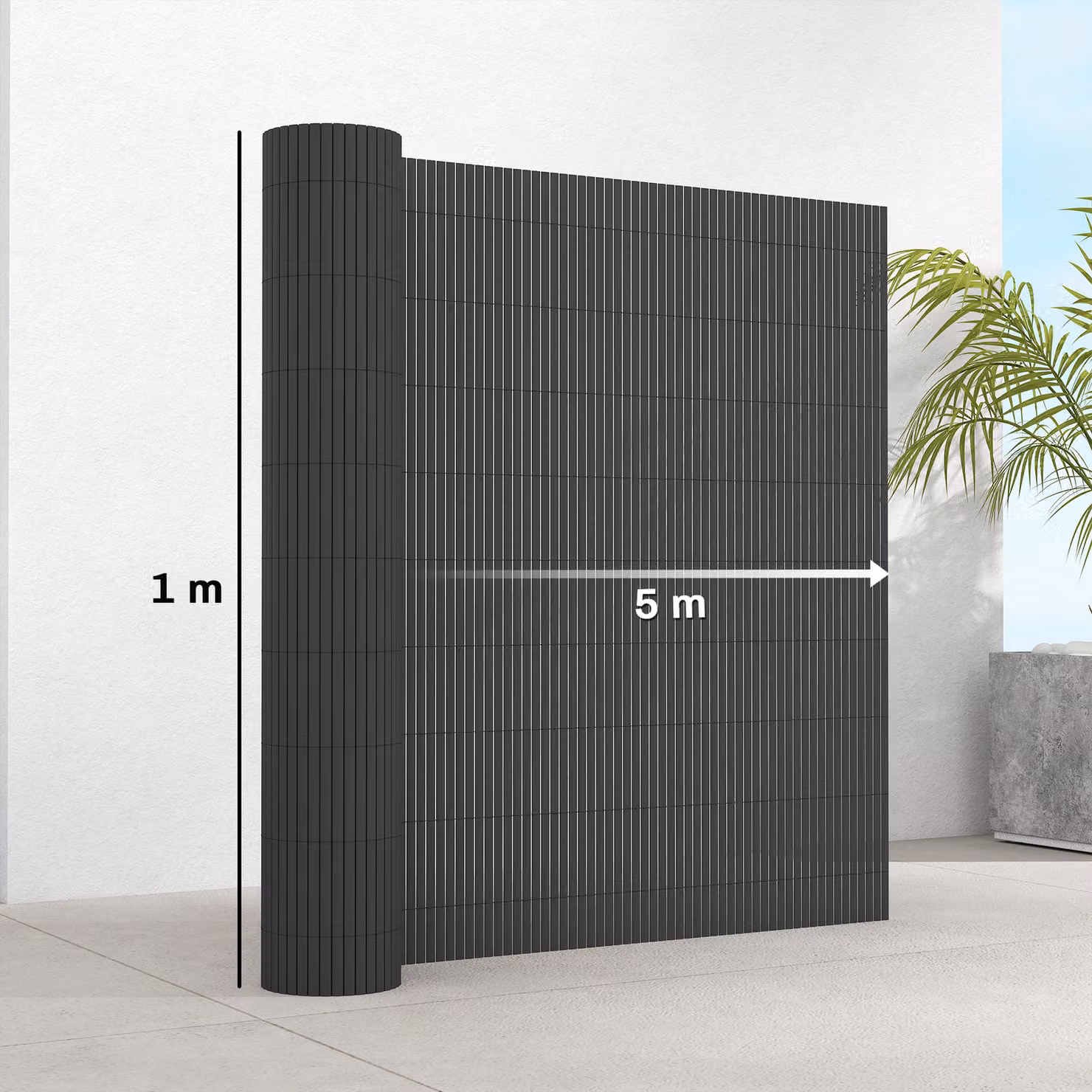 Outsunny 2-Piece Plastic Privacy Screening Fence, Waterproof Windbreak, Anthracite Grey – 3