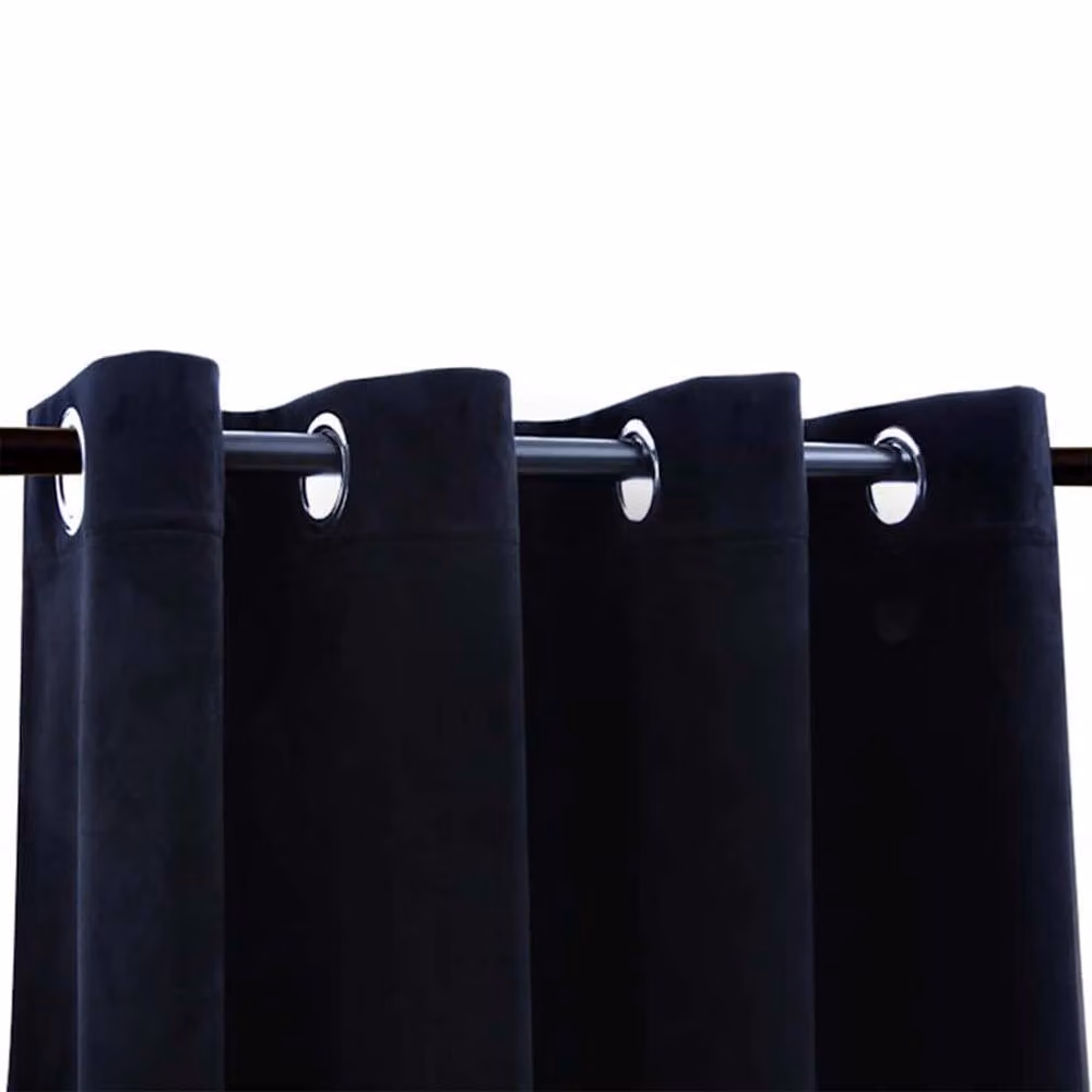 Berkfield Home Blackout Velvet Curtains with Eyelets, 2 Pack, Black, W: 140 cm, H: 175 cm – 3