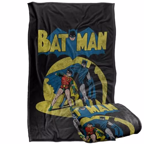 Warner Bros. Batman Vintage Cover Silky Touch Super Soft Fleece Throw Blanket, Multicolour, W: 91.44 cm x L: 147 cm