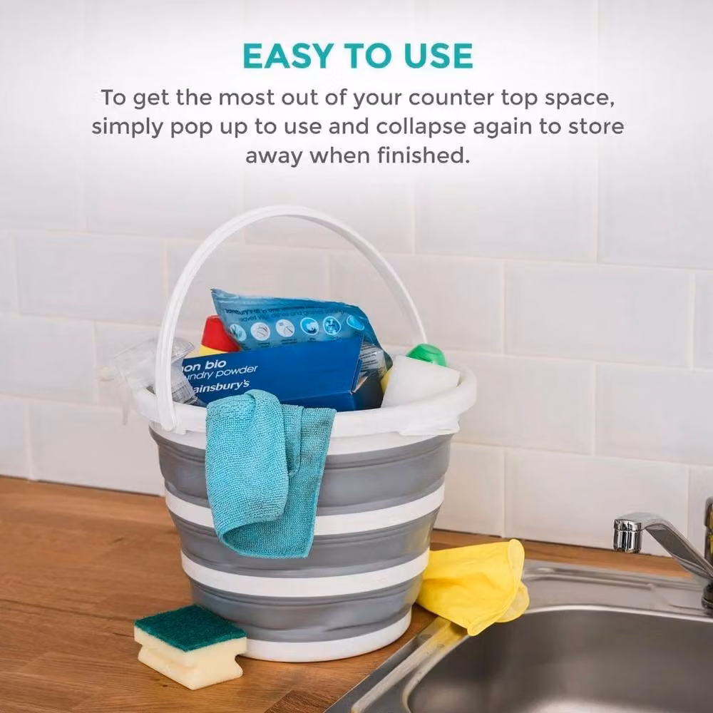 Kelvenix Collapsible Grey Plastic Bucket, 10 l – 2