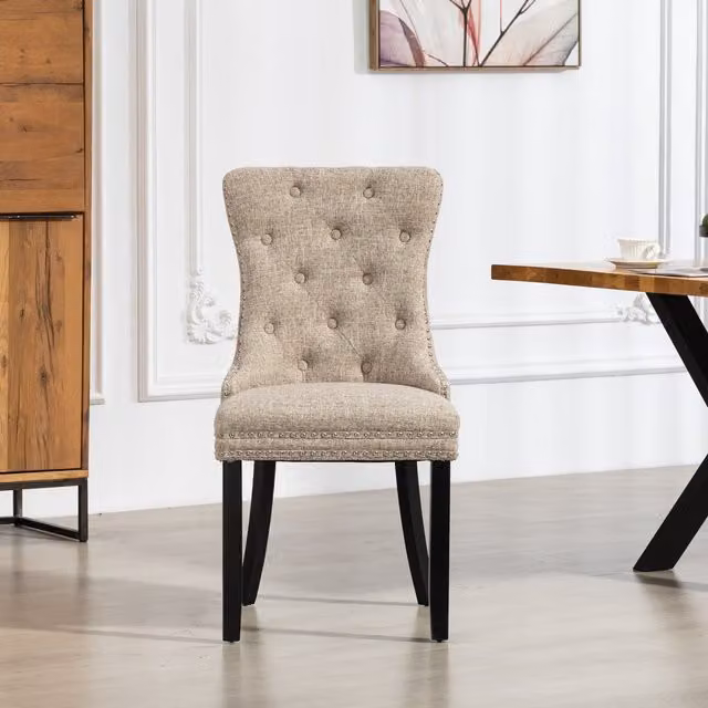 Artemis Home Rivara Fabric Dining Chairs, Set of 2, Brown and Beige