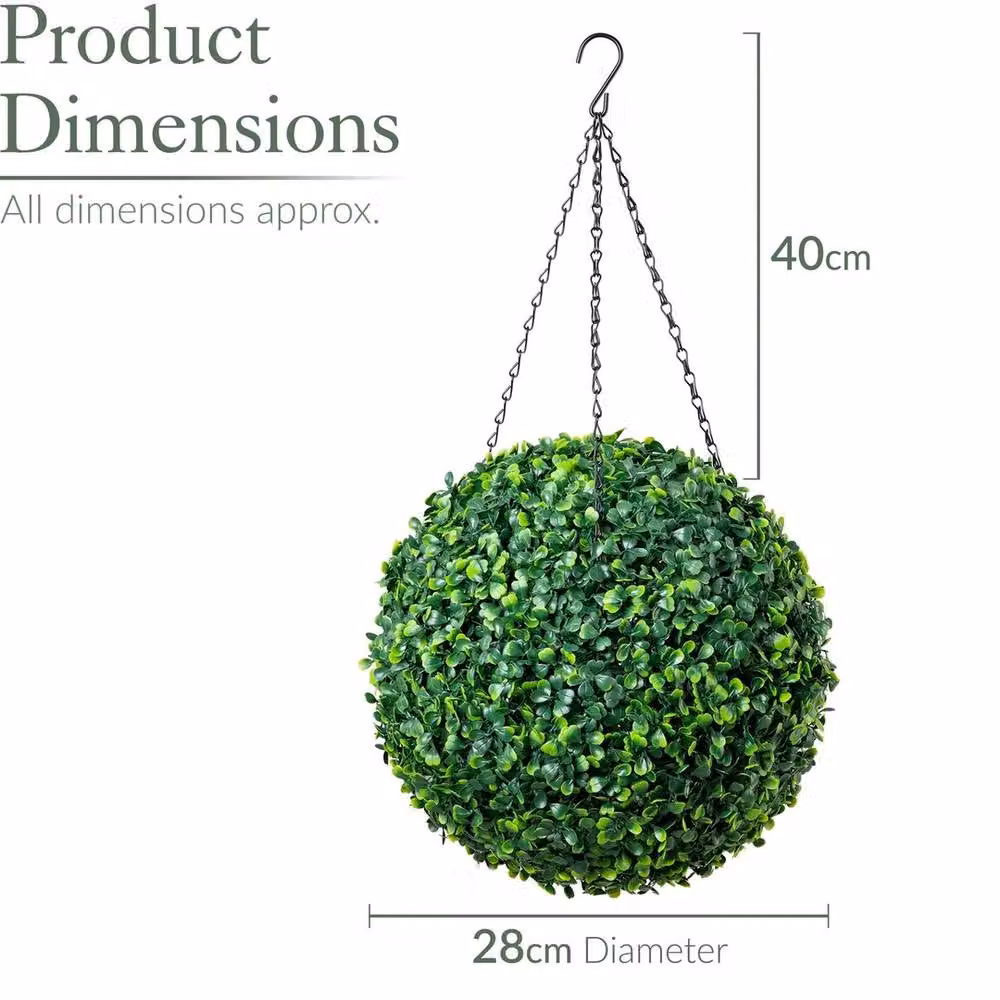 Havendro Artificial Green Boxwood Topiary Hanging Plants with UV Protection – 2