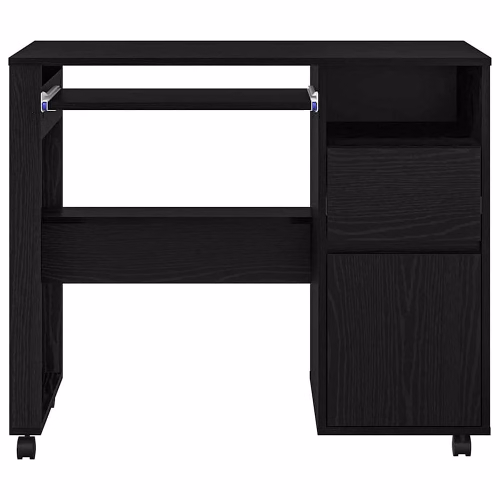 Berkfield Home Black Oak Computer Desk in Black Oak and Metal – 5