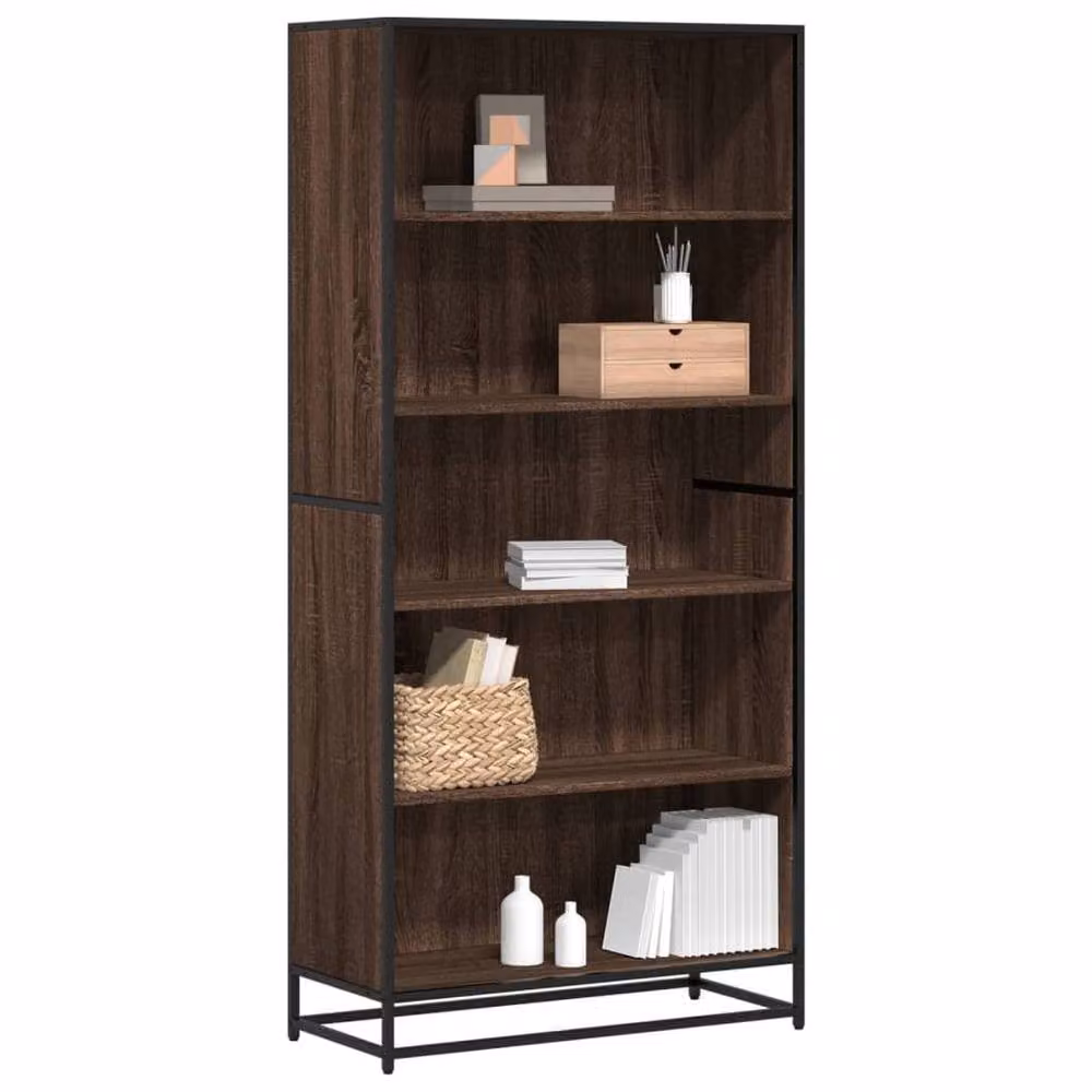 Berkfield Home Industrial Bookcase in Brown Oak, W/D/H: 80.5 x 35 x 170.5 cm – 2