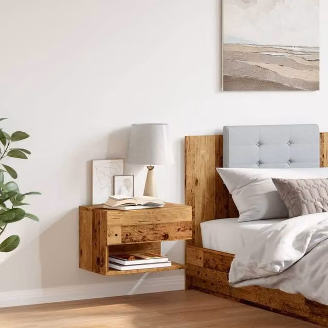 Berkfield Home Wall-mounted Bedside Cabinet in Brown Rustic Wood, W/D/H: 46 x 29.5 x 30 cm – 1