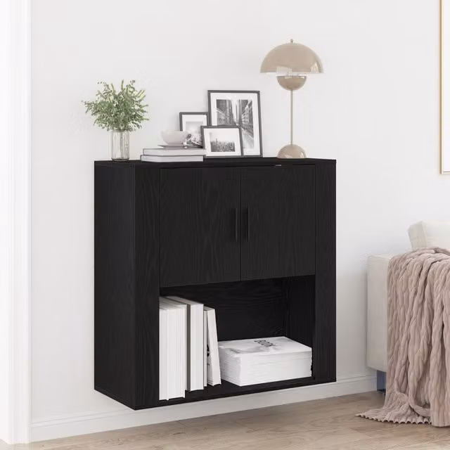 Berkfield Home Modern Wall Mounted Cabinet in Black Oak, W/D/H: 80 x 33 x 80 cm – 1