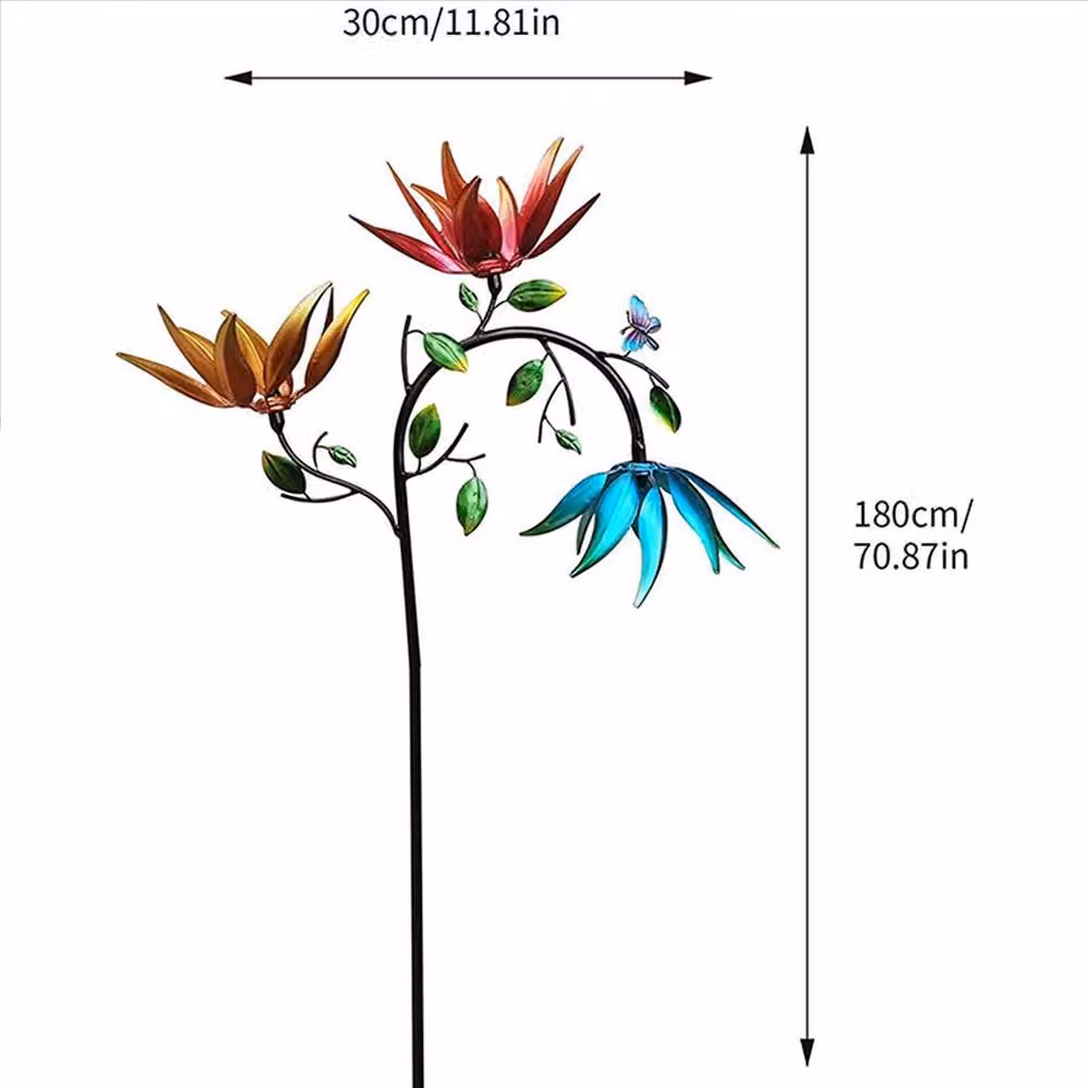 Quipulse Multicolour Floral Metal Flower Wind Spinner Garden Stake Decor, Height: 130 cm – 3