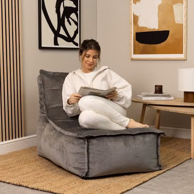 icon Dolce Velvet Bean Bag Lounger in Grey, Yellow or Anthracite
