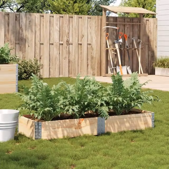Berkfield Wooden Raised Bed Planter in Brown, W: 150 cm, D: 50 cm, H: 50 cm