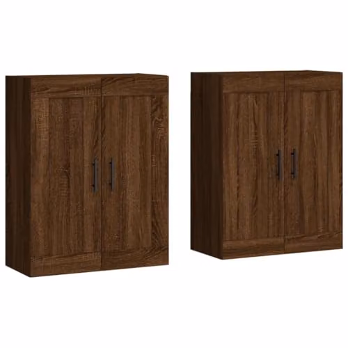 vidaXL Set of 2 Wall Mounted Cabinets in Brown Oak – 1