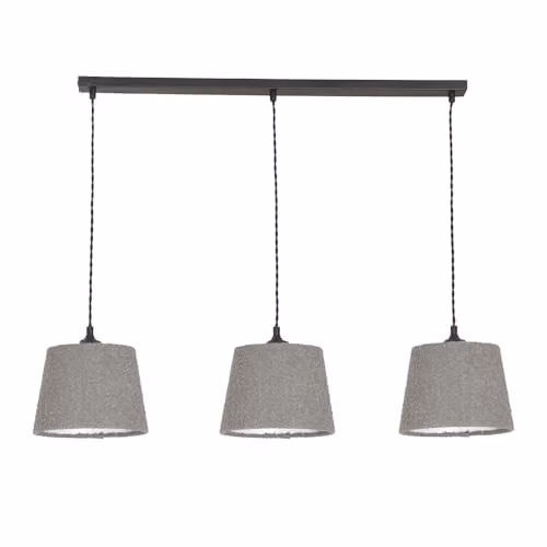 ValueLights Rory Tapered Grey Boucle 3-Drop Ceiling Pendant Light with LED Bulbs and Wired Fitting – 1