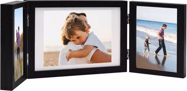 Berkfield Home Trifold Photo Frame Collage in Black, W: 28 cm, H: 18 cm