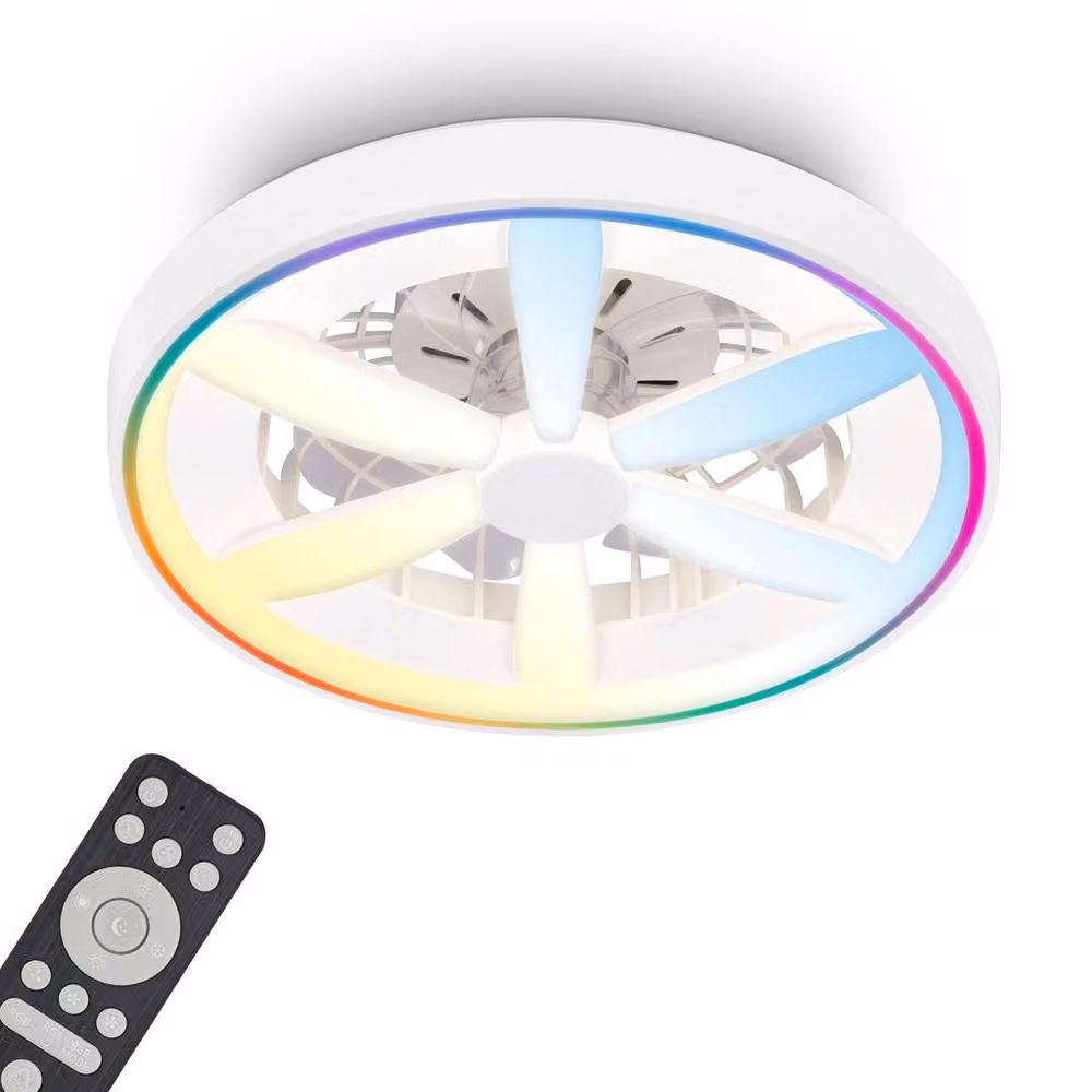Briloner White RGBIC CCT Dimmable LED Ceiling Light with Fan and Remote Control – 2