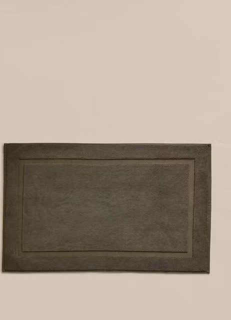M&S Luxury Egyptian Cotton Non-Slip Rectangular Bath Mat in Khaki Green