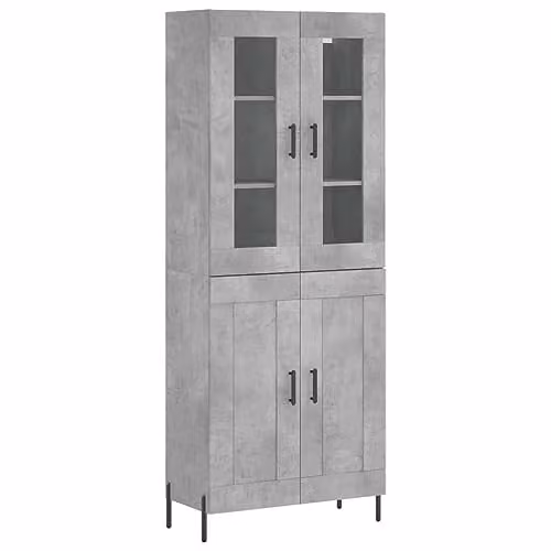 vidaXL Modern Highboard in Concrete Grey, W/D/H: 69.5 x 34 x 180 cm – 1