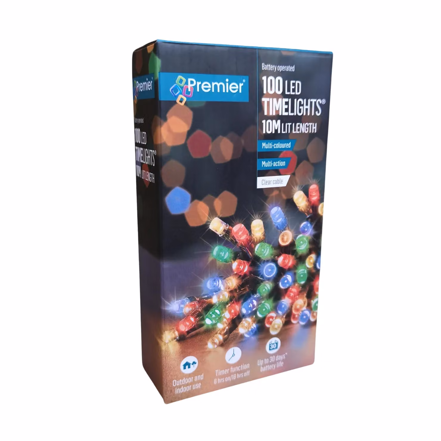 Samuel Alexander 10m Battery Operated Christmas String Lights with 100 Multi-Coloured LEDs on a Transparent Cable – 4
