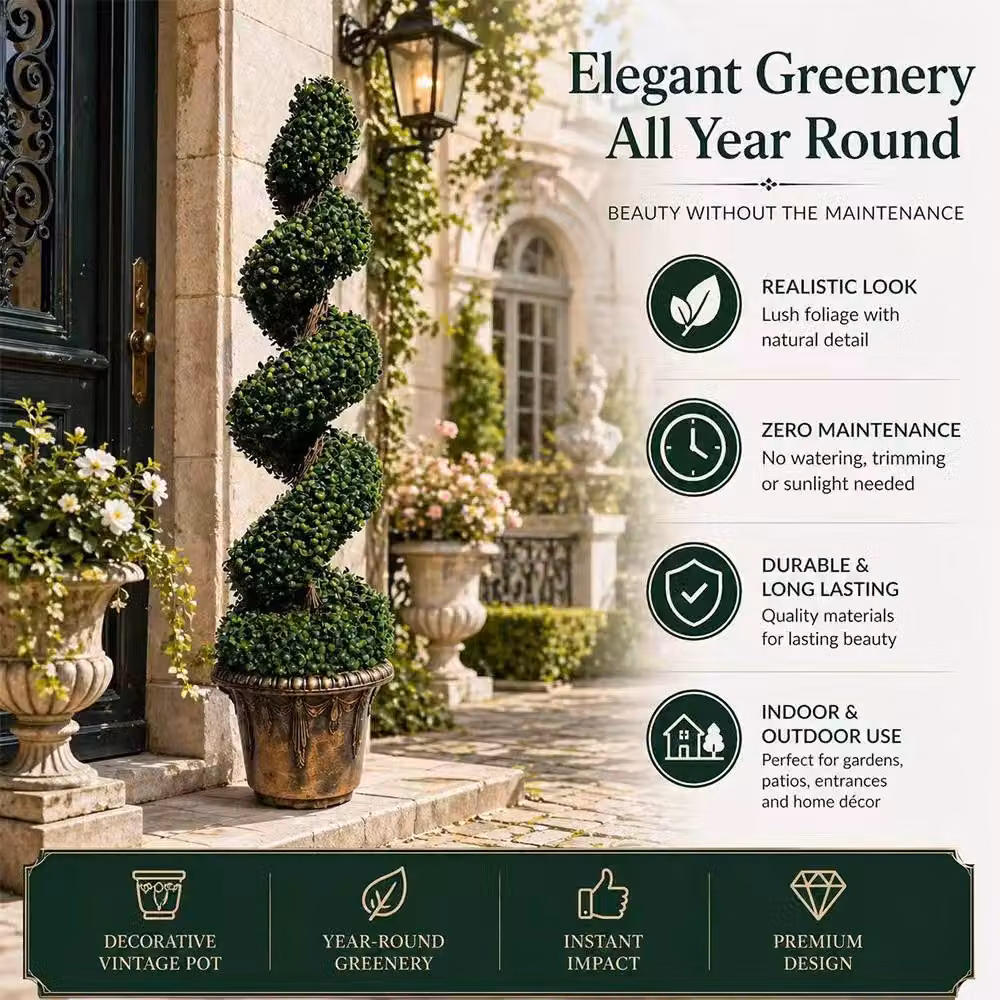 Voltico Artificial Spiral Boxwood Topiary Tree, 2 Pack, Green, Height: 120 cm – 2