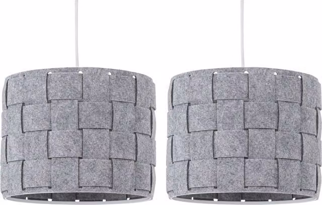 First Choice Lighting Warner Set of 2 Grey Felt Weave Easy Fit Pendant Shades – 1