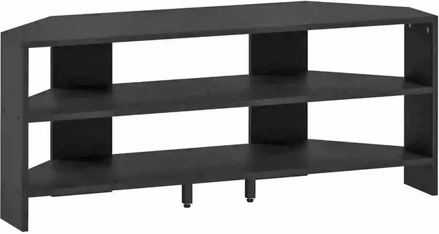 VOGREX Rustic Black Corner TV Unit with 2 Shelves, Width: 110 cm
