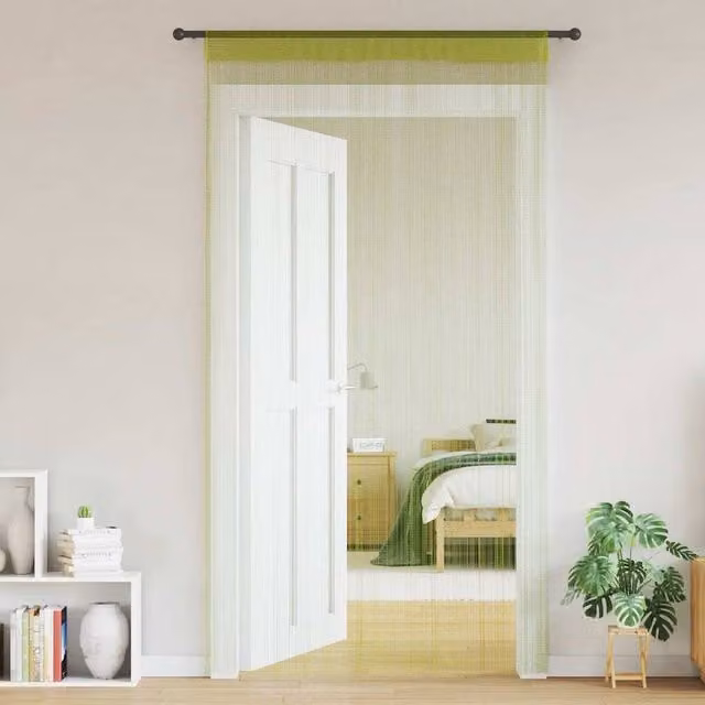 Berkfield Home Green String Curtains, 2 Pack, W: 140 cm, H: 250 cm