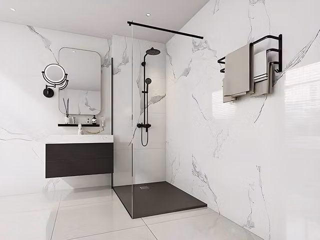 Vente-unique Rectangular Resin Shower Tray in Black, W/D: 120 x 90 cm – 1