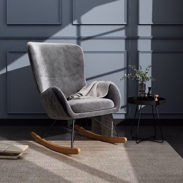 Livingandhome Modern Grey Fabric Lounge Armchair with Armrests