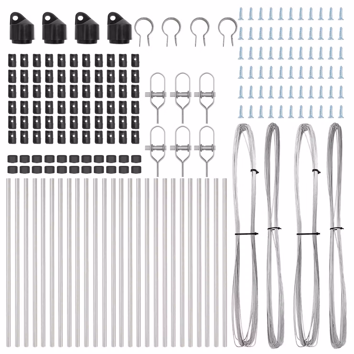 Berkfield Home 26 Piece Set of Round Galvanised Steel Fence Posts in Grey, H 120 cm, Diameter 32 mm – 2
